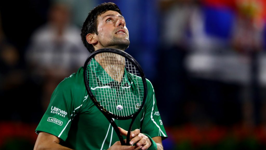 Novak Djokovic with his Head racquet