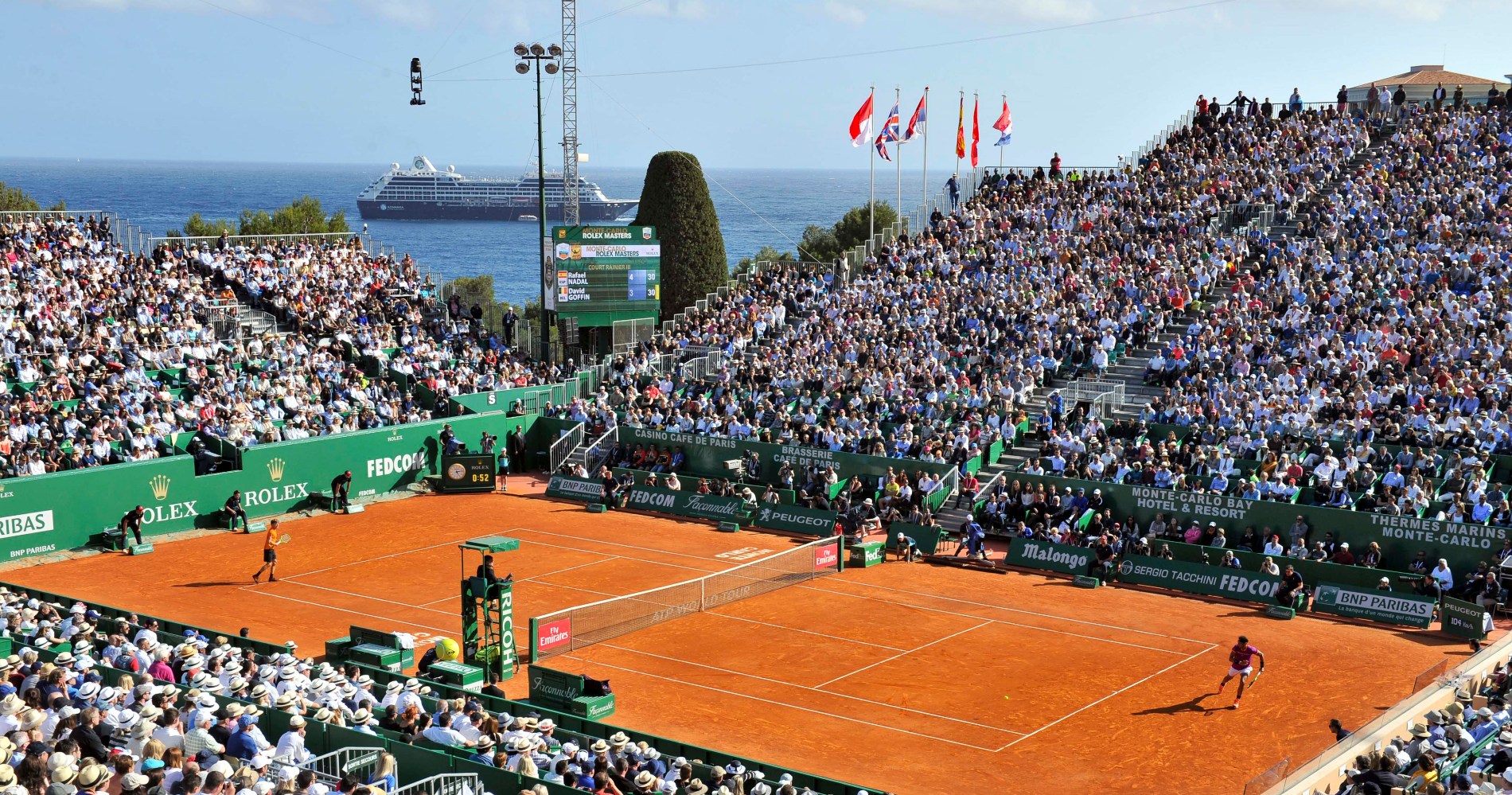 Monte Carlo centre court features a breathtaking view.
