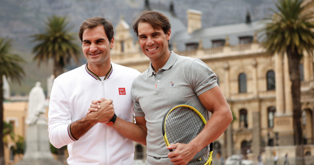 Roger Federer and Rafael Nadal in Cape Town, South Africa, February 2020, the Match in Africa