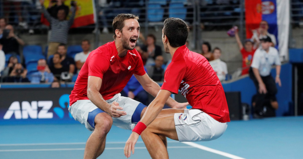 Viktor Troicki and Novak Djokovic, ATP Cup, 2020