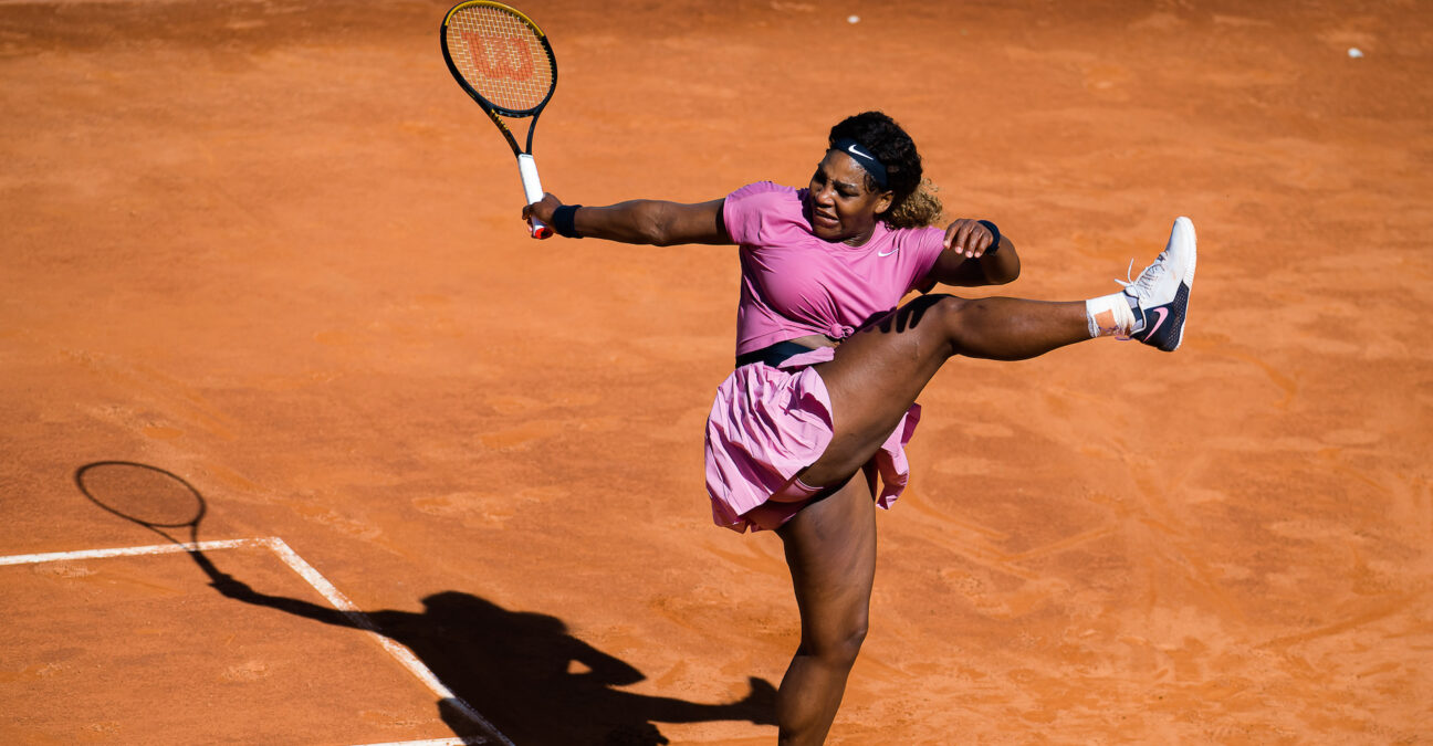Serena Williams of the United States in action during the second round of the 2021 Internazionali BNL d'Italia WTA 1000 tournament against Nadia Podoroska