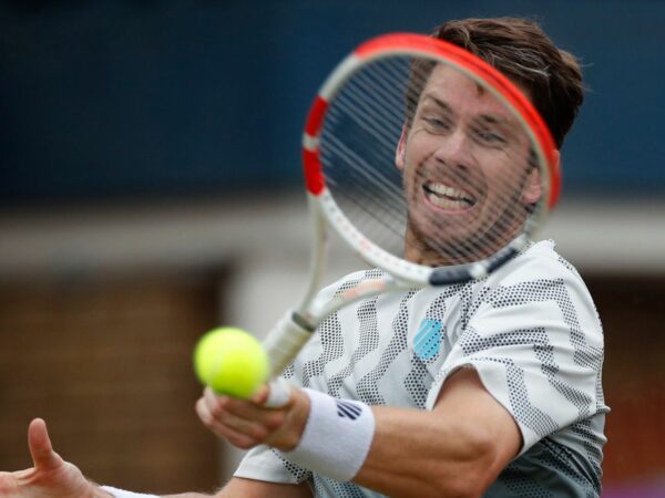 Queen's Club, London, Britain - June 19, 2021 Britain's Cameron Norrie in action during his semi final match