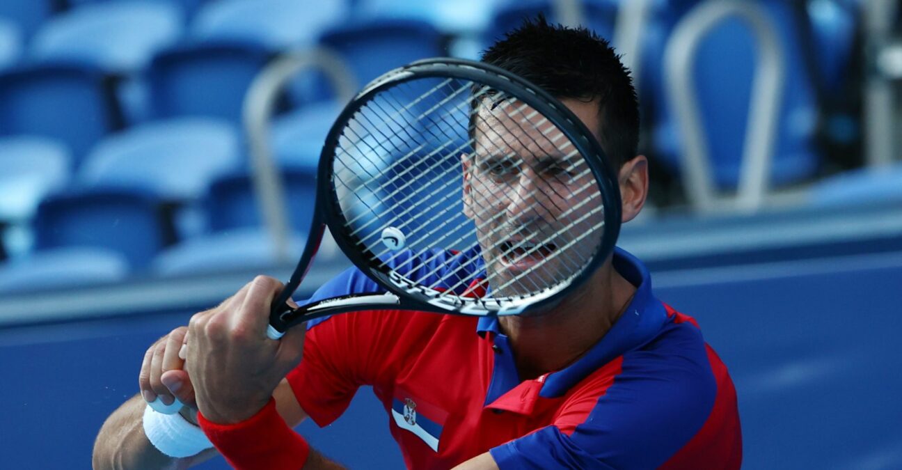 Ariake Tennis Park - Tokyo, Japan - July 24, 2021. Novak Djokovic of Serbia in action