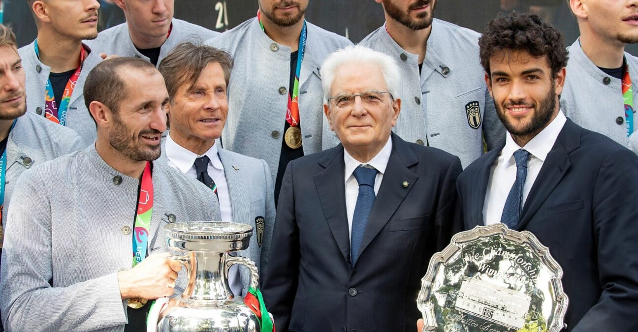 Matteo Berrettini avec les vainqueurs de l'Euro 2020