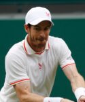Britain's Andy Murray in action during his first round match at Wimbledon 2021