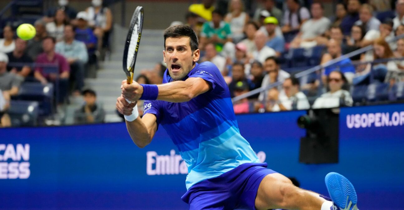 Novak Djokovic at the 2021 U.S. Open tennis tournament at USTA Billie Jean King National Tennis Center.