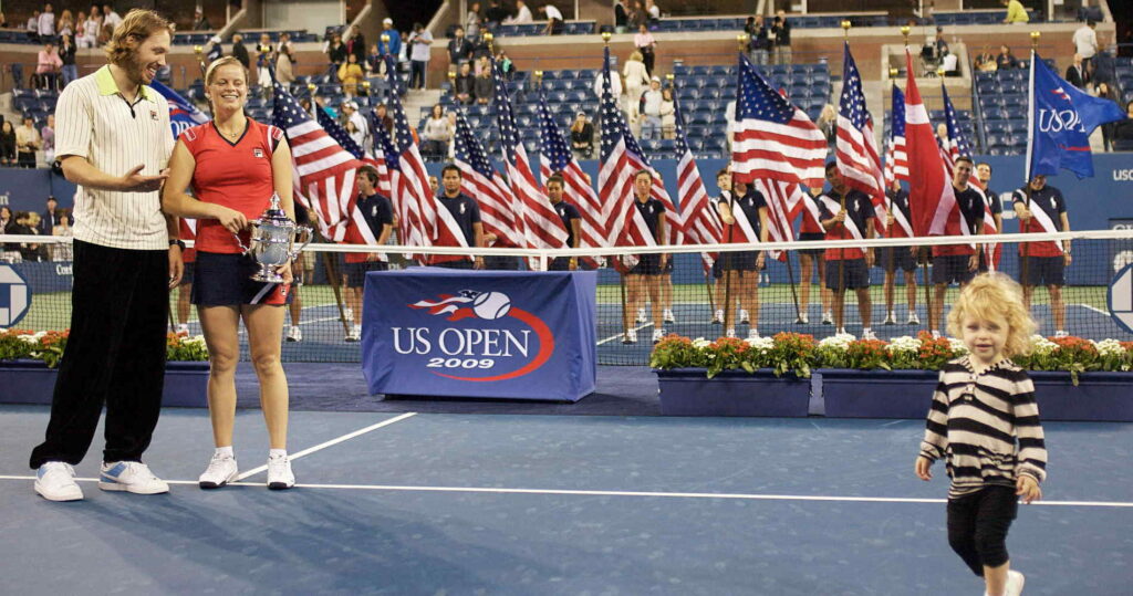 Kim Clijsters, Brian Lynch et leur fille Jada à l'US Open en 2009