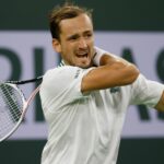 Daniil Medvedev at the 2021 BNP Paribas Open at Indian Wells Tennis Garden in Indian Wells, California