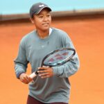 Naomi Osaka of Japan practice during the Mutua Madrid Open 2022 celebrated at La Caja Magica on April 27, 2022, in Madrid
