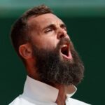 France's Benoit Paire reacts during his first-round match against Italy's Lorenzo Musetti at the Rolex Monte-Carlo Masters