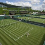 General view over the outside courts at Wimbledon