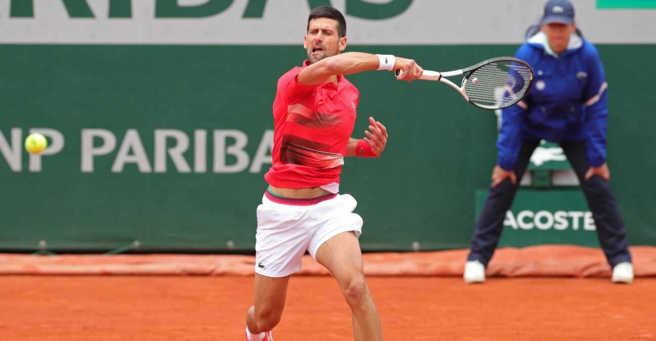 Novak Djokovic during his match against Diego Schwartzman at Roland Garros 2022