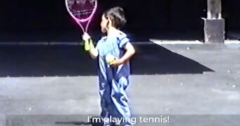 Novak Djokovic with a pink racquet, 1991