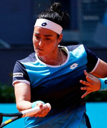 Tunisia's Ons Jabeur in action during her quarter final match at the Madrid Open