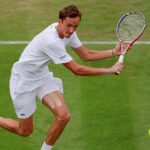 Russia's Daniil Medvedev in action at Wimbledon in 2019