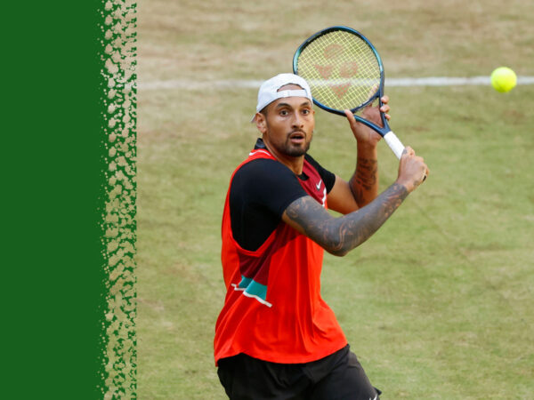 Nick Kyrgios in action in Halle, 2022 (video template)