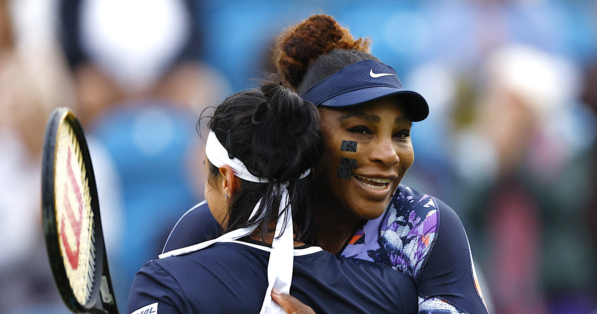 Serena Williams with Ons Jabeur, Eastbourne 2022