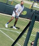 Djokovic and Kyrgios at the practice courts ahead of their Wimbledon final