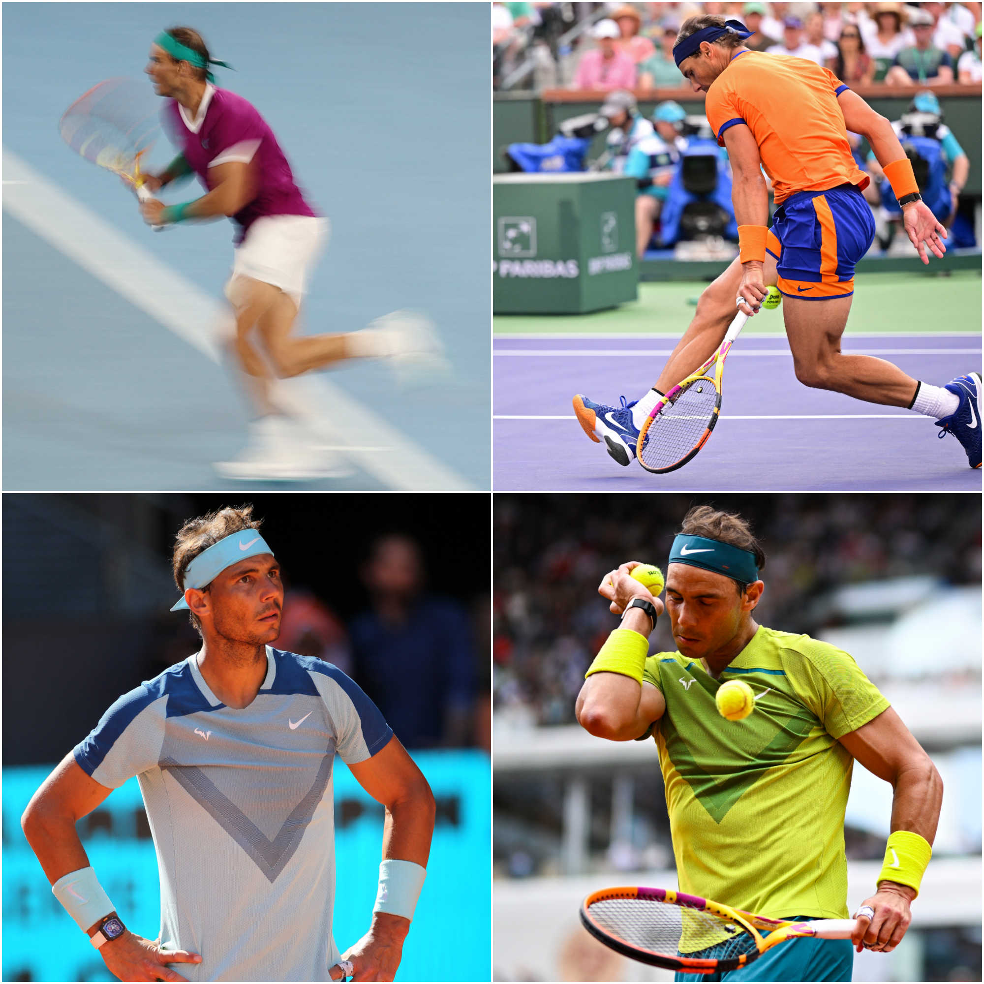 Rafael Nadal's kits in 2022 (© Panoramic / Tennis Majors)