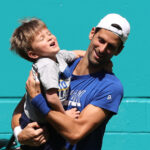 Novak Djokovic and his son Stefan, 2019