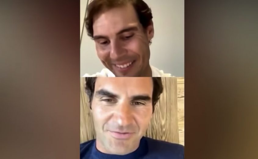 Rafael Nadal and Roger Federer during a live session on Instagram
