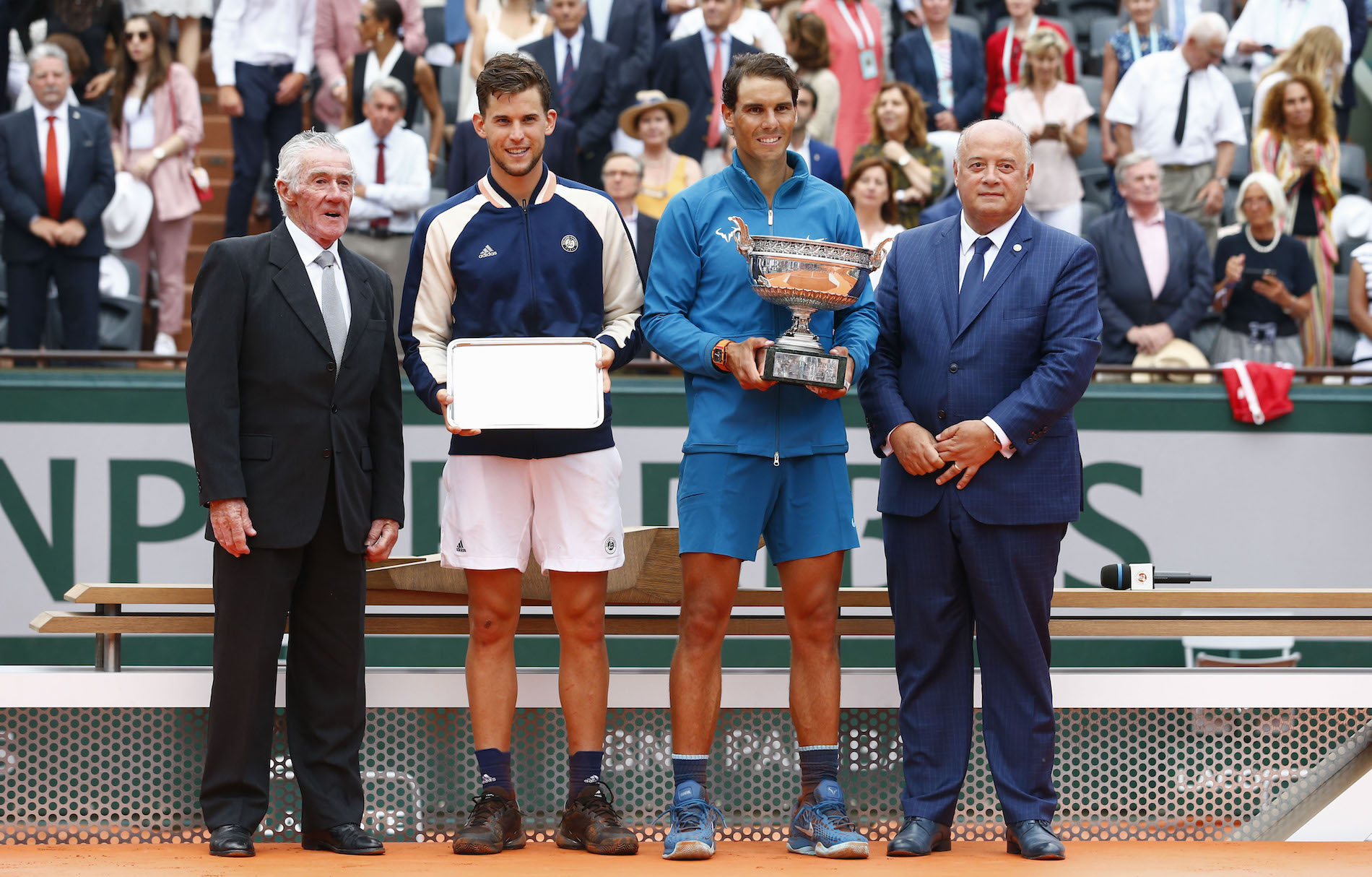 Ken Rosewall, Dominic Thiem, Rafael Nadal, Bernard Giudicelli, Roland-Garros 2019