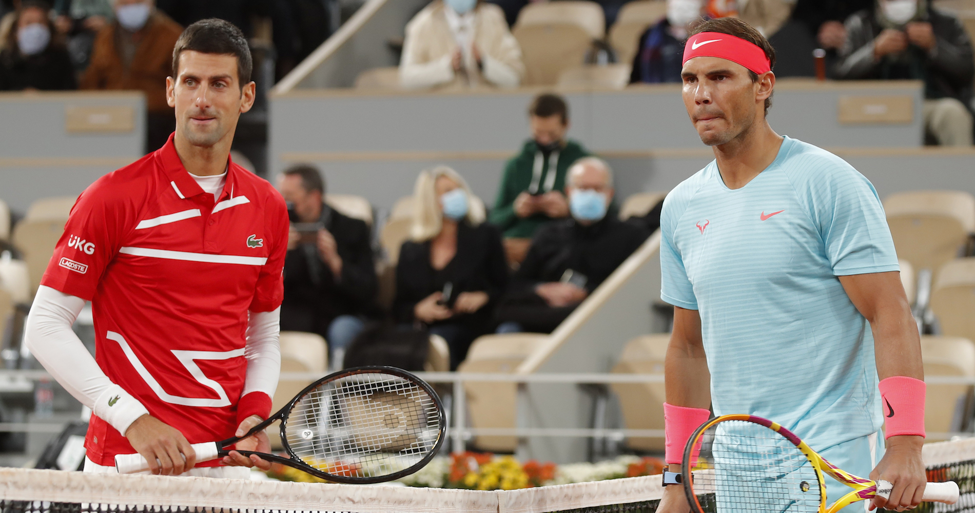 Novak Djokovic and Rafael Nadal before 2020 Roland-Garros final