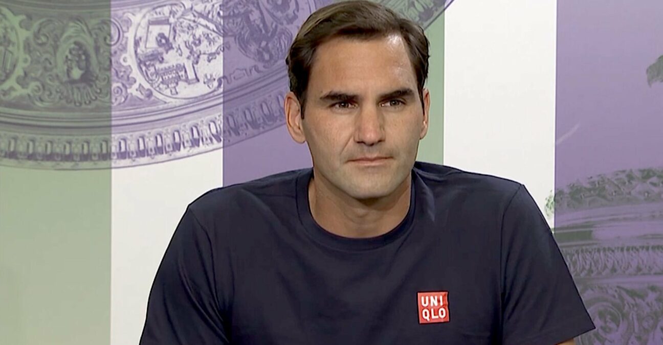 Roger Federer, en conférence de presse à Wimbledon en 2021