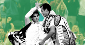 Rafael Nadal & Lukas Rosol at Wimbledon in 2012