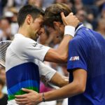 Novak Djokovic & Daniil Medvedev after the 2021 US Open Final