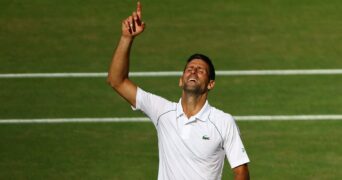 Novak Djokovic après avoir remporté son 21e Grand Chelem à Wimbledon
